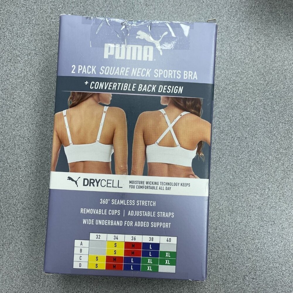 Puma Black Gray Women's XL 2-Pack Seamless Sports Bras N0463 - Picture 8 of 9